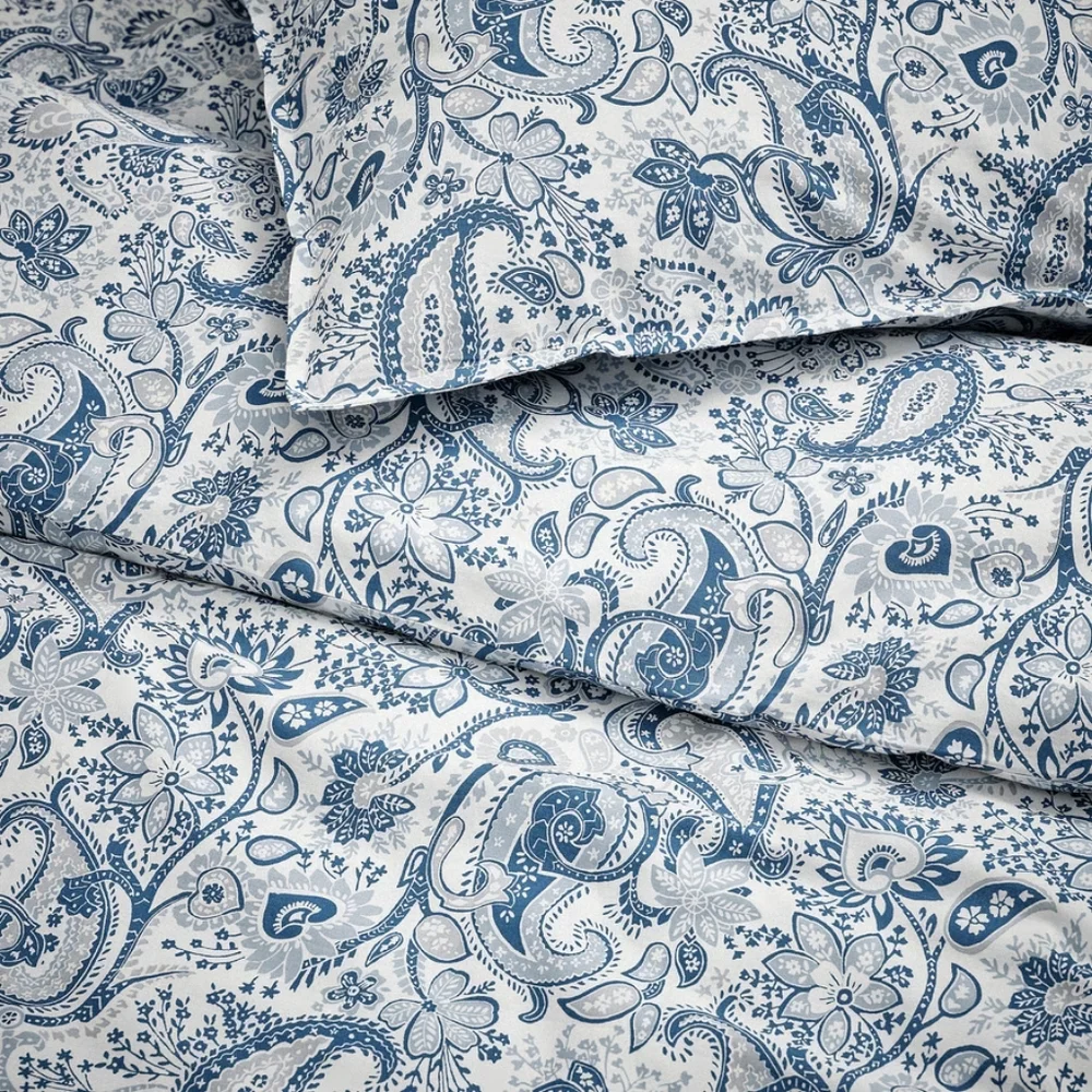 Blue Paisley Duvet Set Queen/Full Size